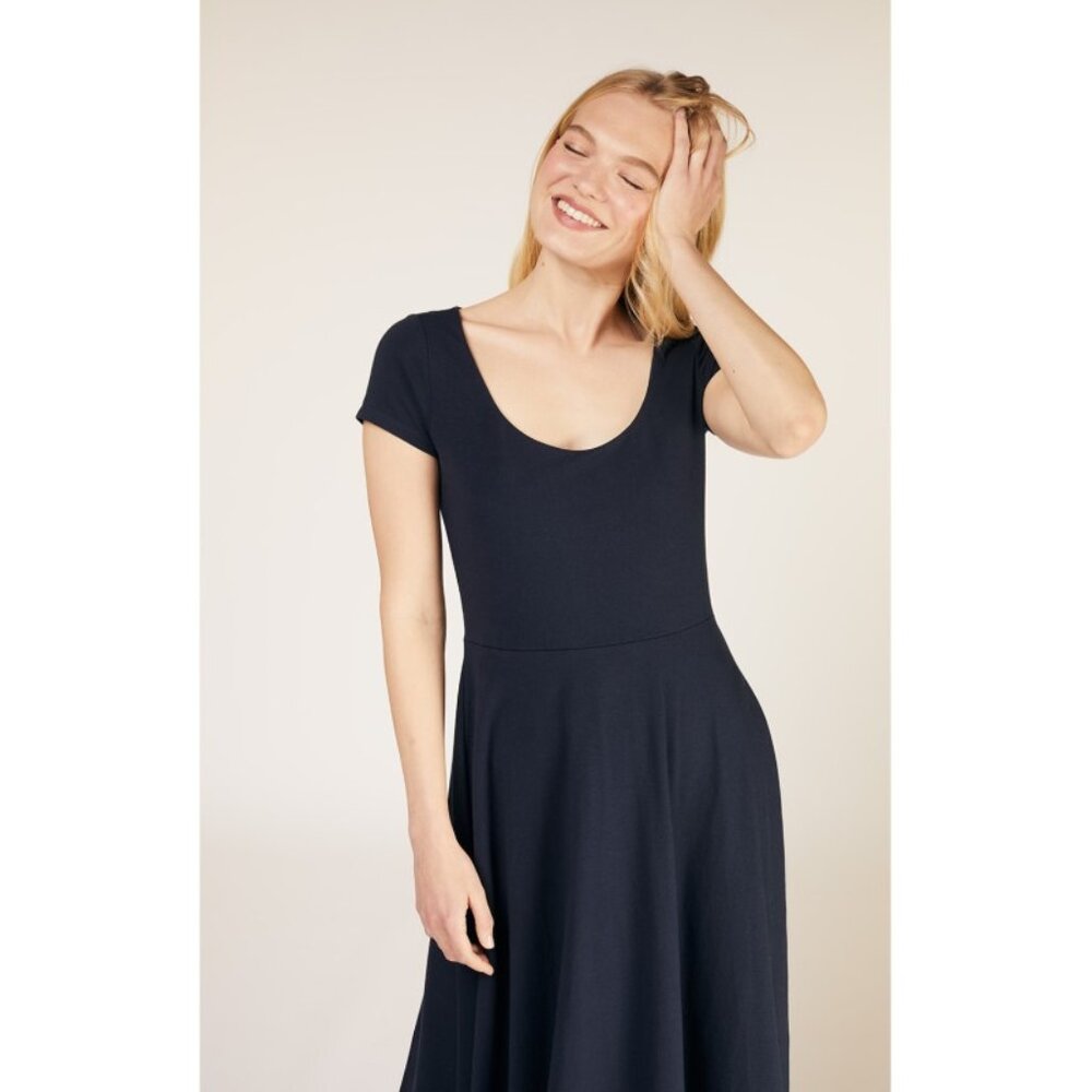 Sustainable People Tree fit and flare navy jersey dress Size 14 U.K. or Size 10